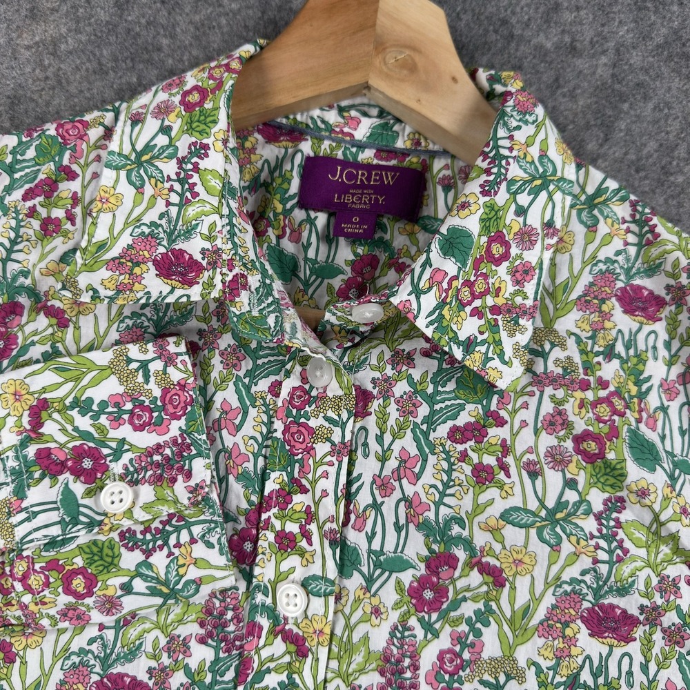 J.Crew Liberty Shirt Womens 0 Multicolor‎ Floral Cotton Button Long Sleeve
